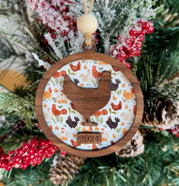 SHY Designs, LLC - Wholesale Ornament - Chicken Christmas Ornament - Farm Theme Tree Ornament2