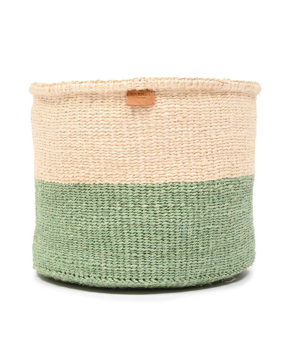 The Basket Room - Wholesale Basket - WILAYA: Green Colour Block Woven Basket | Planter | Toy Basket | Desk Tidy0