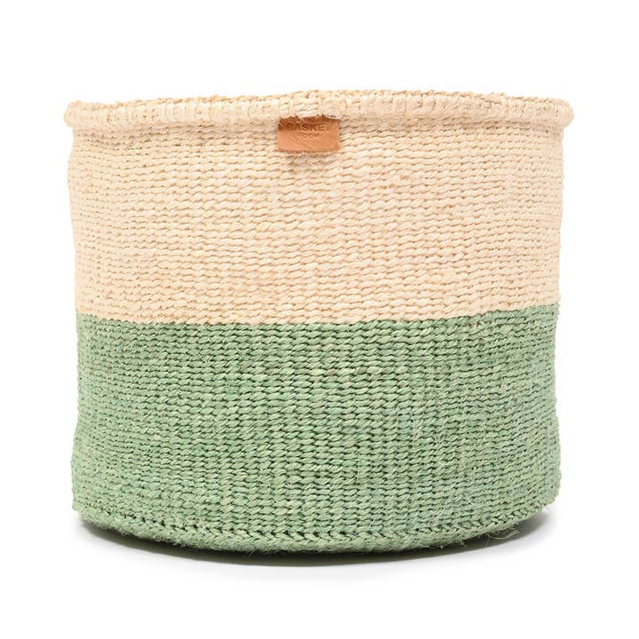 The Basket Room - Wholesale Basket - WILAYA: Green Colour Block Woven Basket | Planter | Toy Basket | Desk Tidy