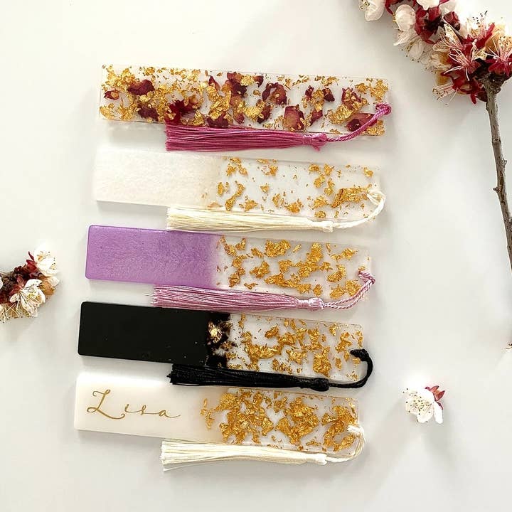 Resin Bookmark – Gold Foil Flakes (Assorted Colors) for wholesale by Spring Resin Studio