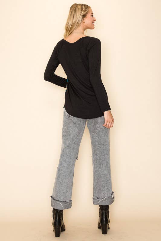 A.gain - Wholesale Tunic - Women's - 10759L296 - STRIPE AND FLORAL PRINT COLOR BLOCK TOP8