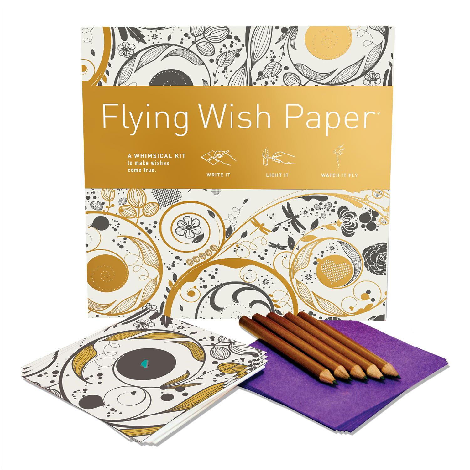 FLYING WISH PAPER ® - Wholesale Everyday Greeting Card - SWIRLS – 50 WISH PAPERS™ Manifest Wish-making WISHING KIT™2