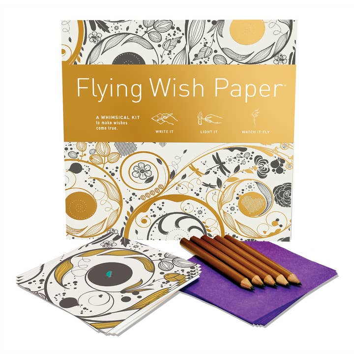 FLYING WISH PAPER ® - Wholesale Everyday Greeting Card - SWIRLS – 50 WISH PAPERS™ Manifest Wish-making WISHING KIT™2