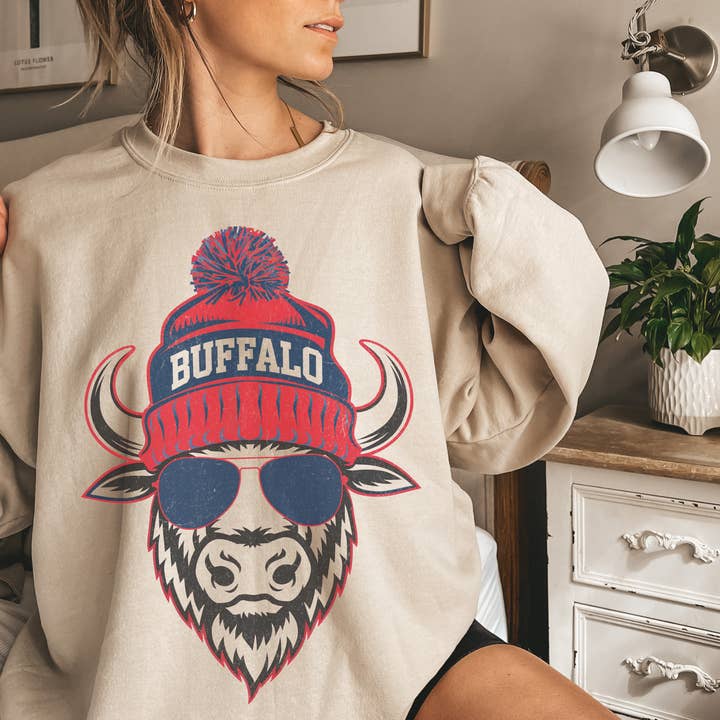 Hello Team Spirit - Wholesale Graphic Sweatshirt - Women's - Buffalo Sweatshirt1