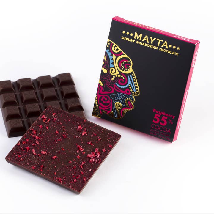 Mayta Gourmet 55% Dark Chocolate Raspberry for wholesale by Mayta Gourmet Ecuadorian Chocolate & Coffee