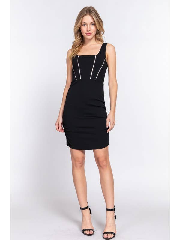 Active Basic | Active USA – Engroshandel Kjole - Dame – Ærmeløs Rhinestone Bodycon strikket minikjole8