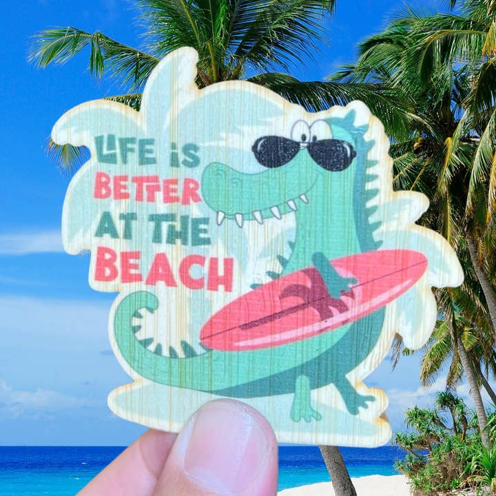 Alligator - Life is Better..Beach for wholesale by Bamboo Wood Stickers