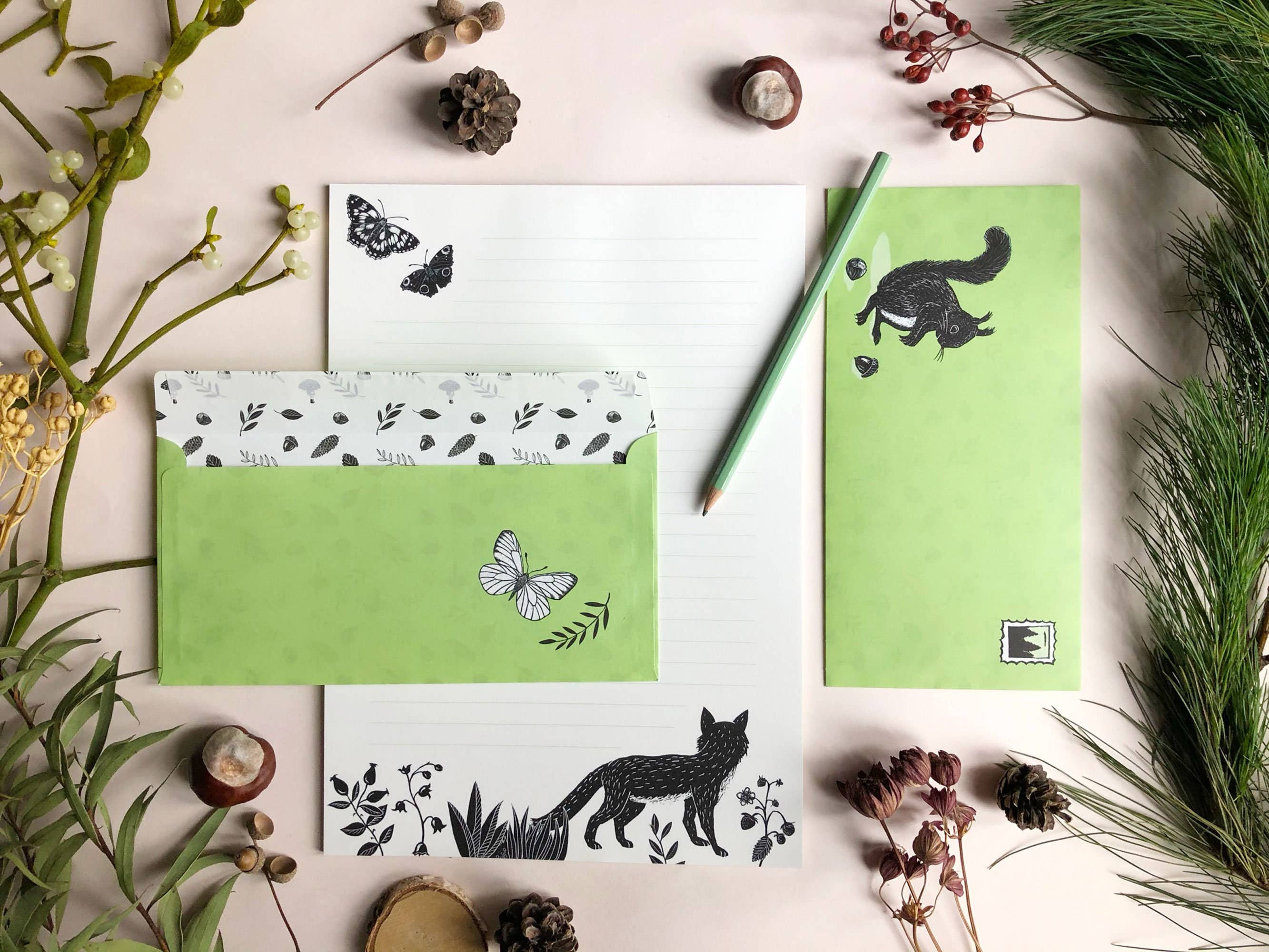 Katja Rub - Wholesale Stationery/Notecard Set - Stationery Set Forest, A4 Notepad & 10 Envelopes4