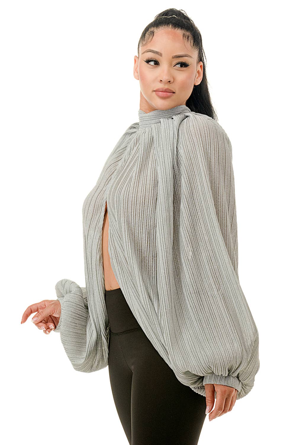 Ariel USA - Wholesale Blouse - Women's - Voluminous Balloon Sleeve Blouse4