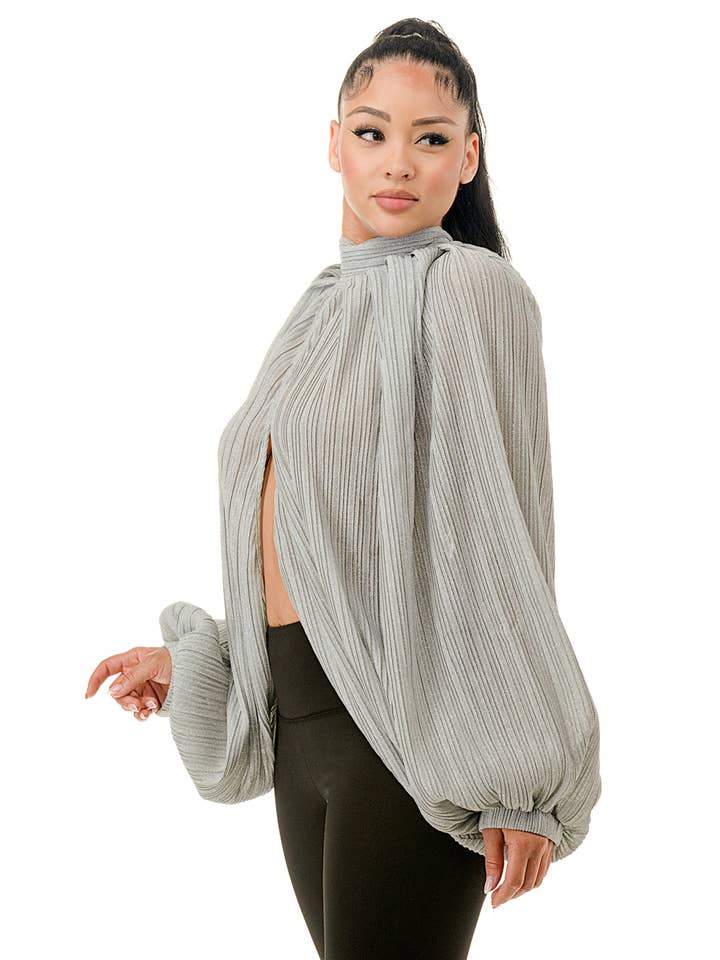 Ariel USA - Wholesale Blouse - Women's - Voluminous Balloon Sleeve Blouse4