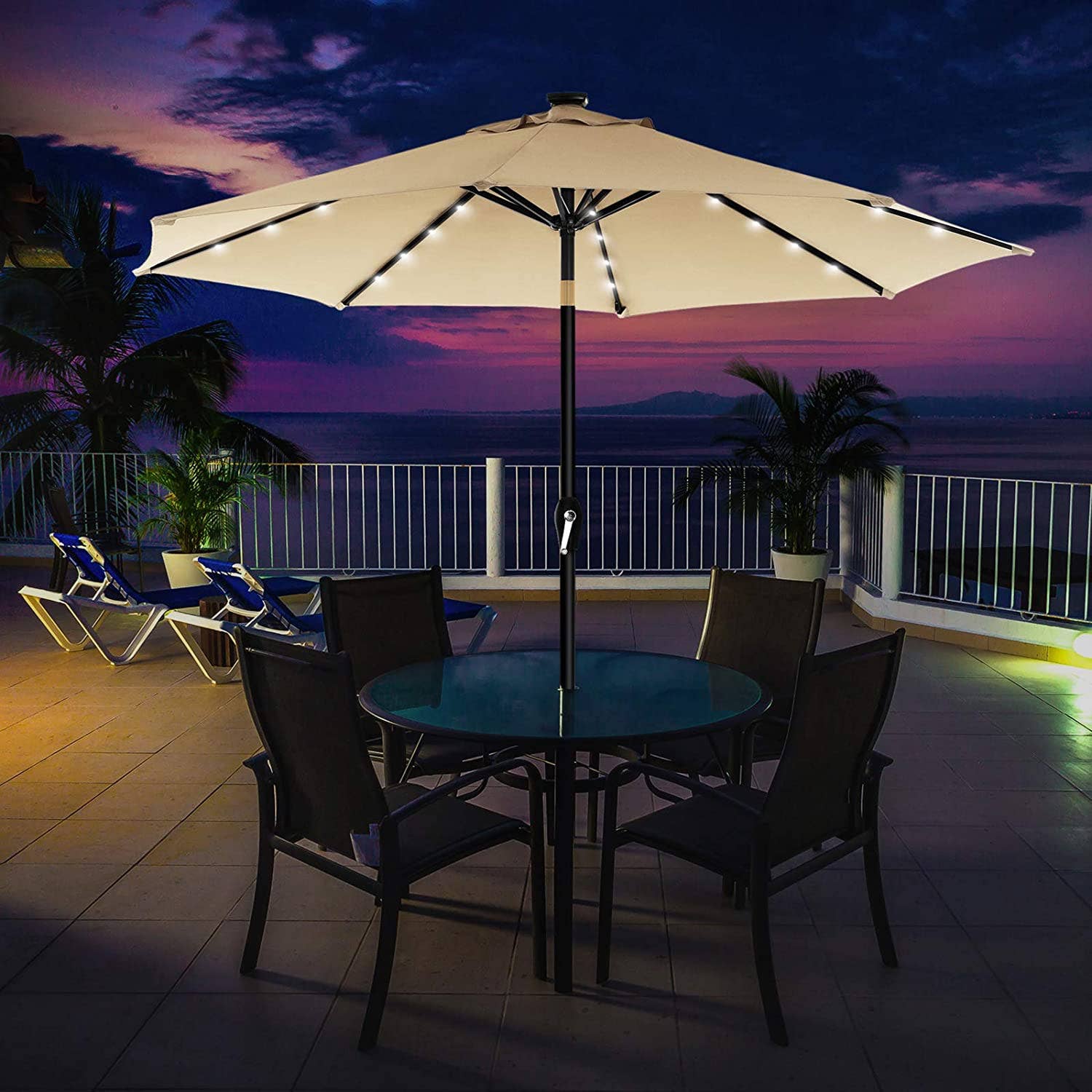 Mia Home - Wholesale Umbrella - Unisex - Nancy's Frere Lake Parasol - LED Lighting - Solar Powered9