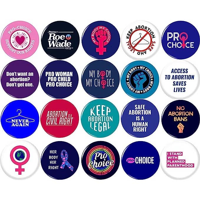 PRO CHOICE x 20 épingles de 1 pouce (25 mm) féminisme féministe libérale pour la vente par Pinbax Express