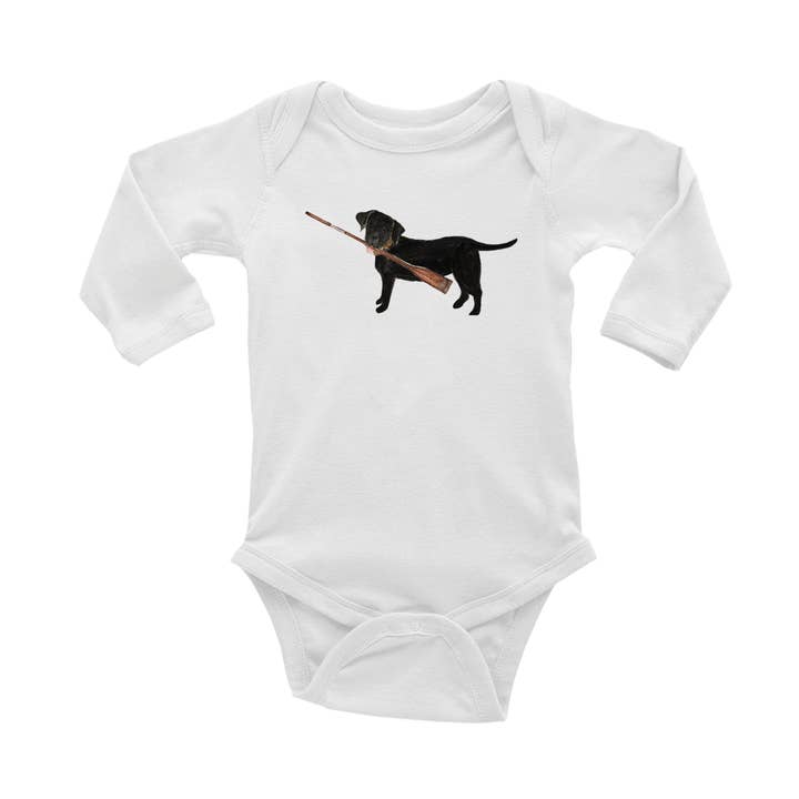 black lab with oar baby snap up long sleeve for wholesale by Tina Labadini Designs