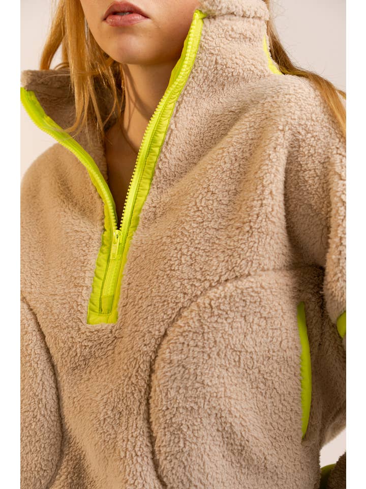 Blue B - Wholesale Sweatshirt - Women's - 91854T Half Zip High Neck Contrast Seam Fleece Pullover3