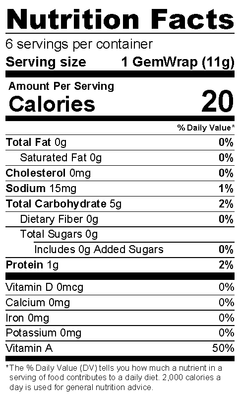 NewGem - Wholesale Bread/Tortilla - Carrot - 6pk Sandwich Wraps8