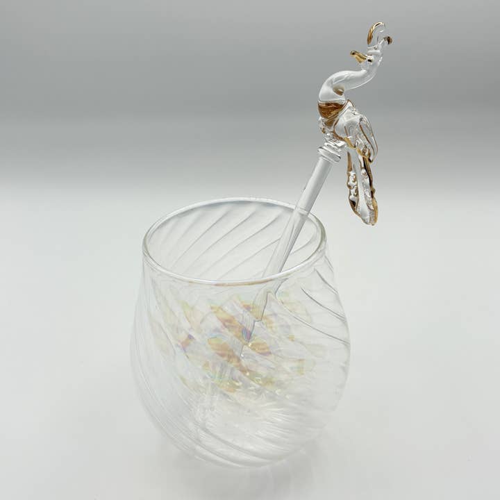 Cocktailrührer aus geblasenem Glas - Pfau für den Großhandel von Dandarah