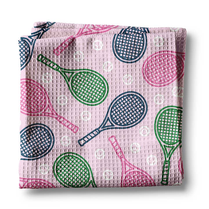 Tennis Racket Fitness Preppy Kitchen Towel Waffle Gift Team for wholesale by Canary Road