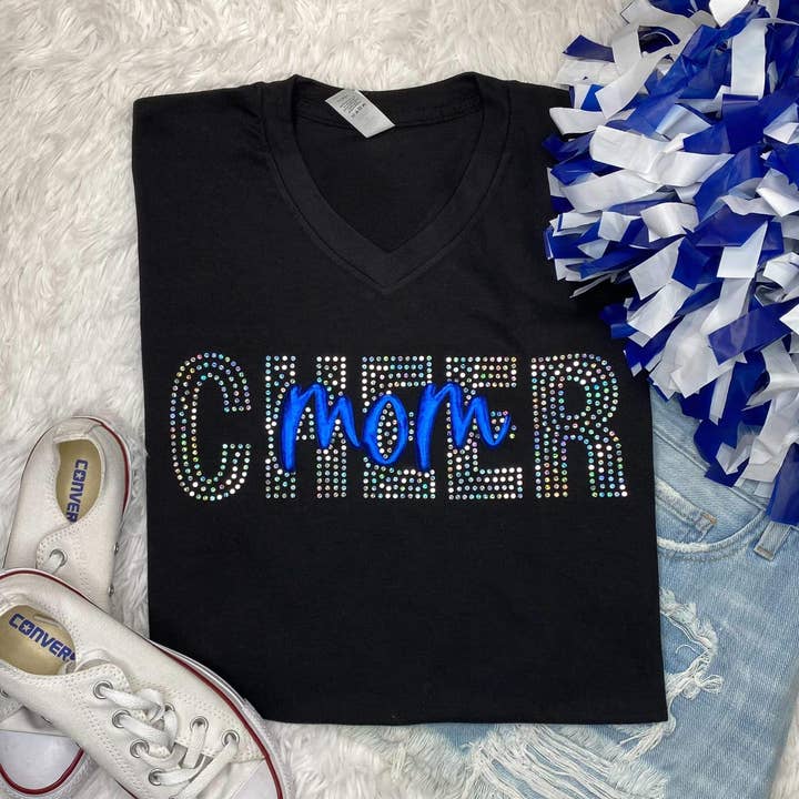 MidWest Tees - Wholesale T-Shirt - Women's - Cheer Mom Block Script Spangle Puff1