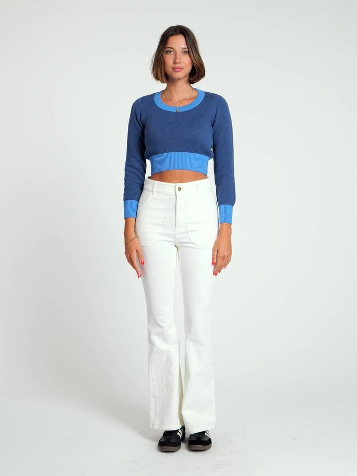 Crop Sweater (Navy/Blue Poppy) for wholesale by Hammies