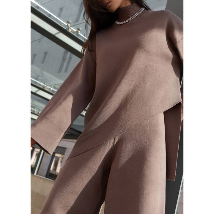 Long sleeve top and long pants sweater set for wholesale by Mapcie