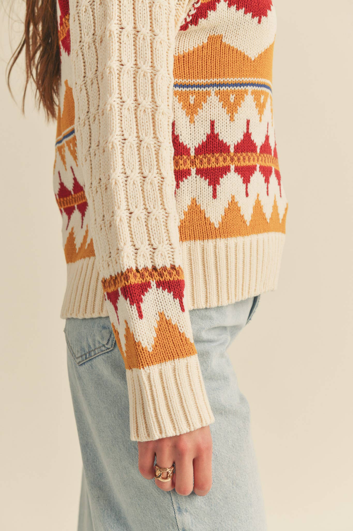 &MERCI - Wholesale Knit Sweater - Women's - FAIR ISLE TURTLENECK SWEATER MSW1017716