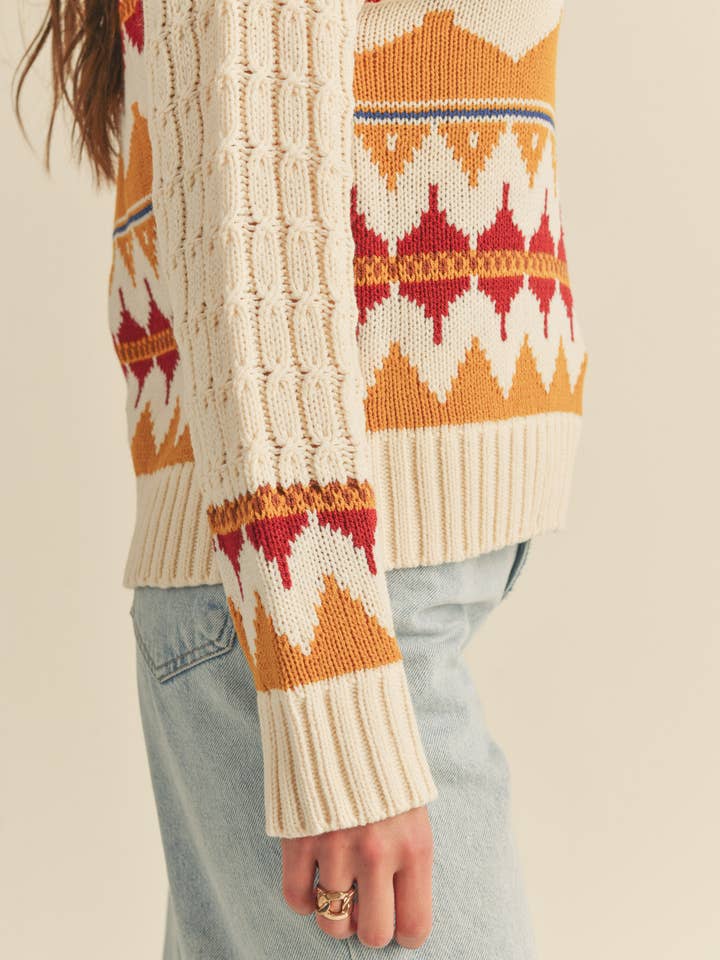 &MERCI - Wholesale Knit Sweater - Women's - FAIR ISLE TURTLENECK SWEATER MSW1017716