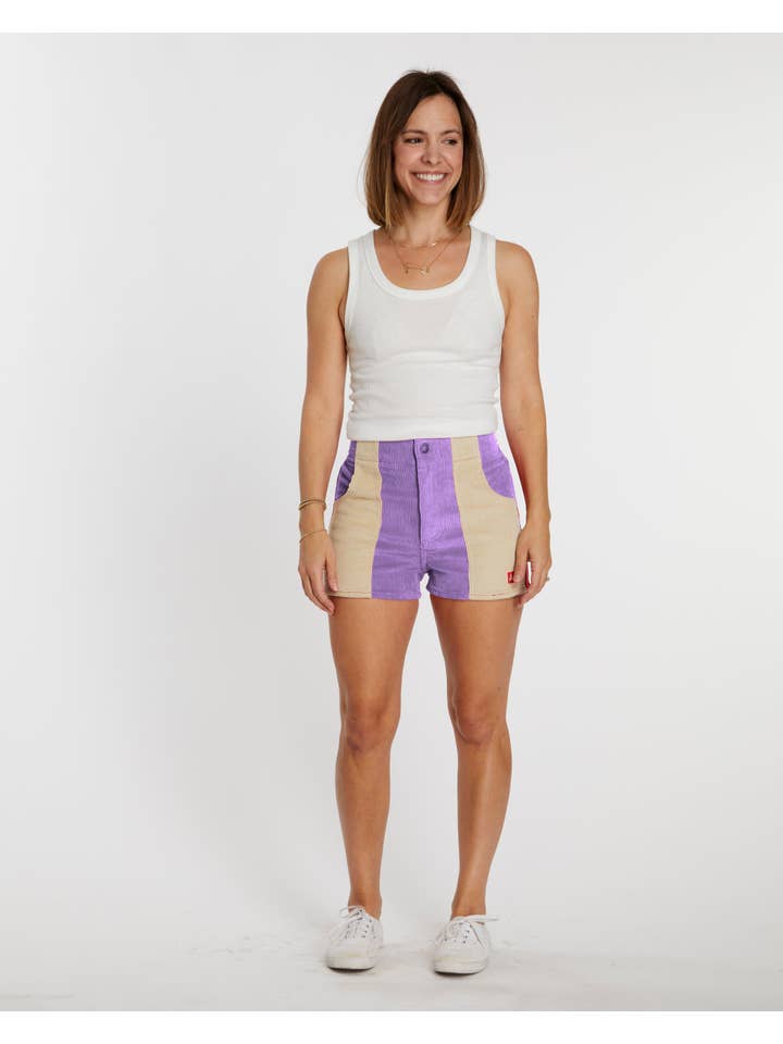 Hammies – Großhandel Shorts – Damen – Damen-Shorts (Lila/Sand)