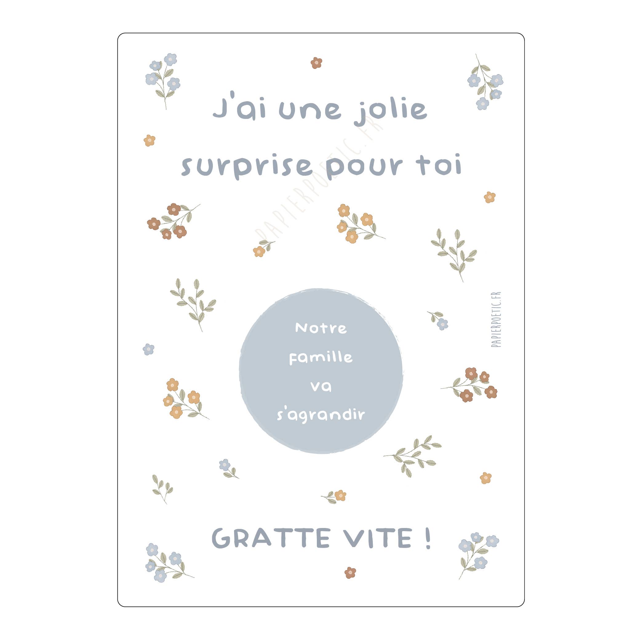 Papier Poetic - Wholesale Baby Card - Scratch Card "Fleuri Multico" 9 options6