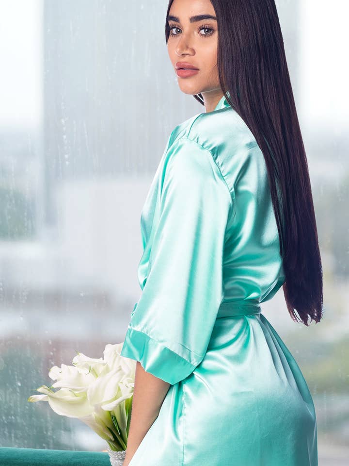 GiftsbyPR - Wholesale Robe - Women's - Mint Robe | Mint Bridesmaid Robe | Mint Wedding | Mint Weddi