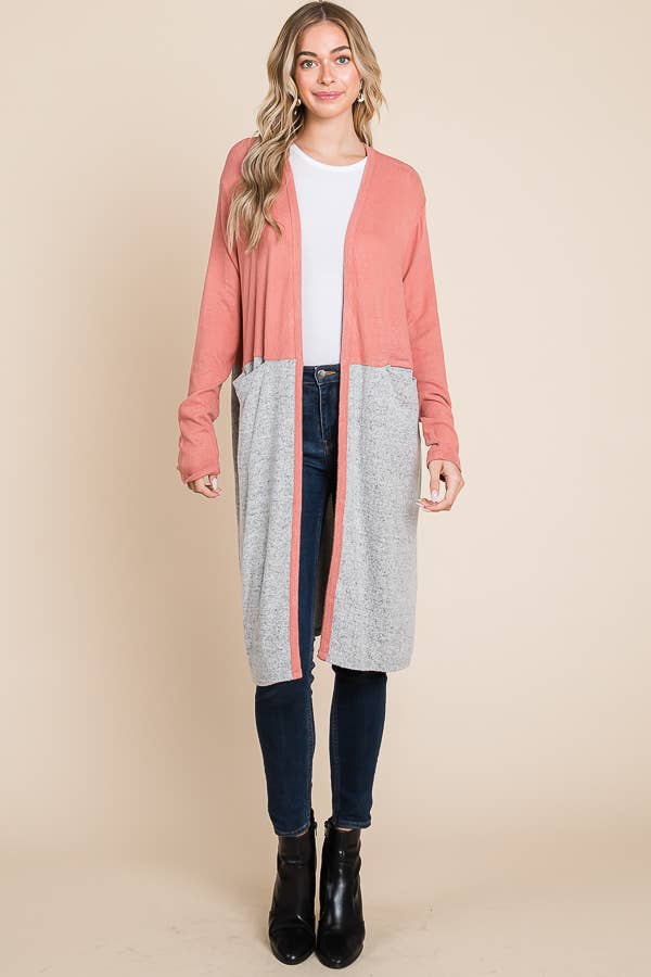 Culture Code – Engroshandel Cardigan - Dame – CHD1348LA - FARVEBLOK HALV DUSTER1