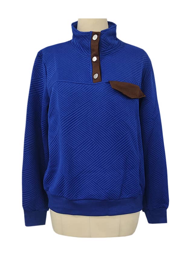 HIDDENBRAND - Wholesale Sweatshirt - Women's - Lapel Buttons Long Sleeves Sweatshirt4