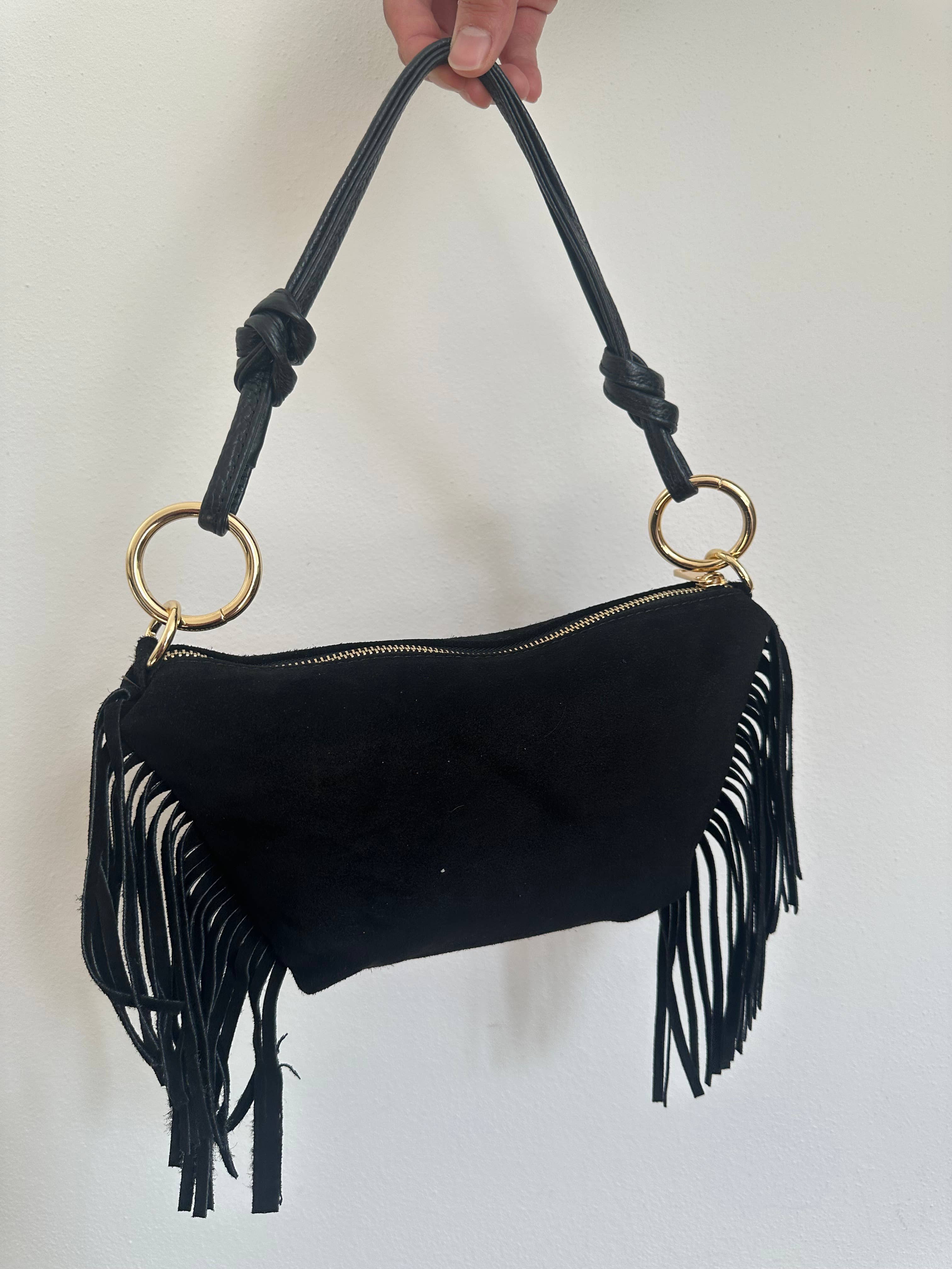 Zhade – wholesale Axelremsväska – Dam – MUSA- mocka och fransar4