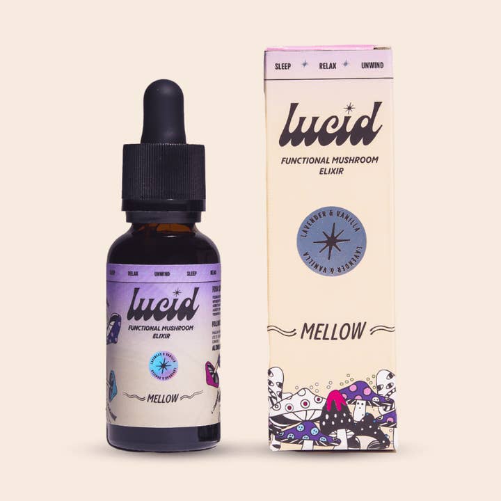 Mellow Mushroom Elixir Supplement – Natural Calm & Sleep Support | Lavender & Vanilla | 30ml for wholesale by Lucid World
