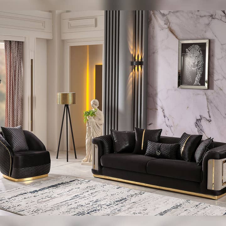 Elegance Stationary Sofa Black for wholesale on Faire5