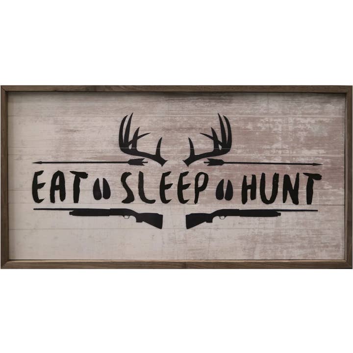 Eat Sleep Hunt Antlers Shotgun Whitewash for wholesale by Kendrick Home