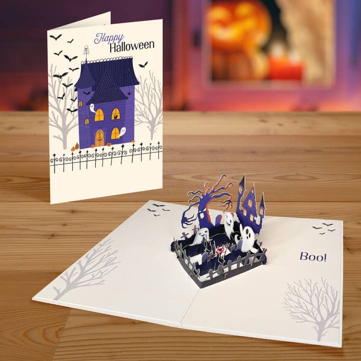 Haunted House 3D Card Pop-Up Halloween Design for wholesale by Designer Pop!