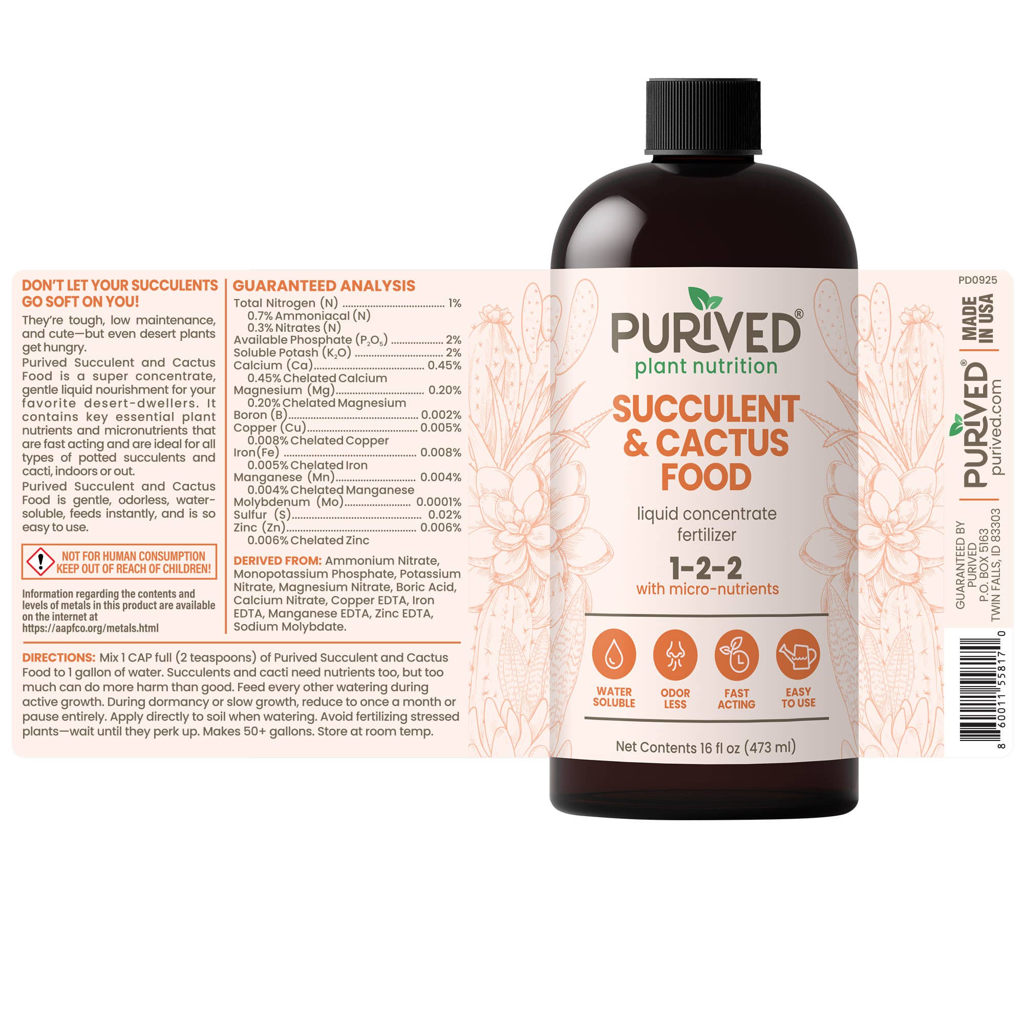 Purived - Wholesale Fertilizer - Purived Succulent & Cactus Food – 16fl oz Fertilizer6