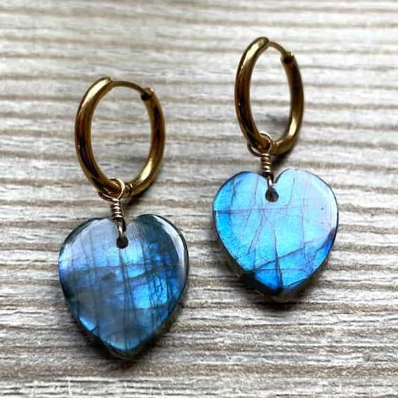 Hjärtformade örhängen Labradorit Kärlek för wholesale av YSIE