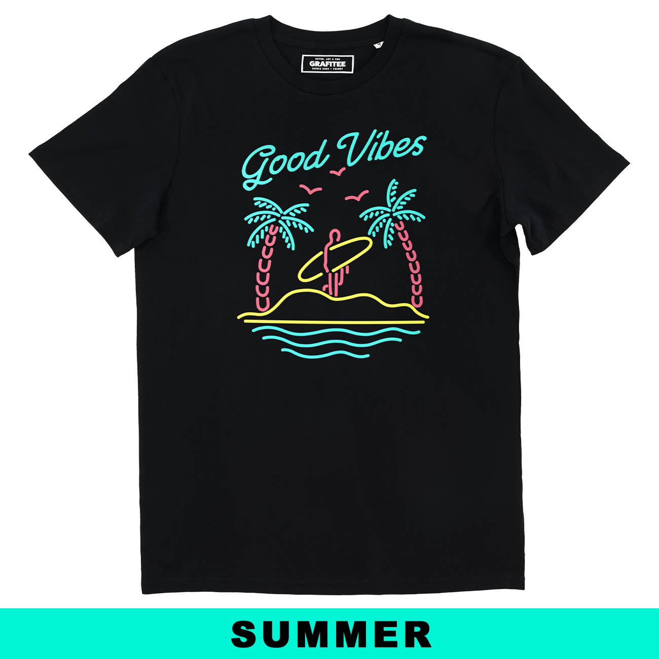 Grafitee – wholesale T-shirts med screentryck – Unisex – Good Surfing Vibes T-shirt - Sommar T-shirt för surfare0