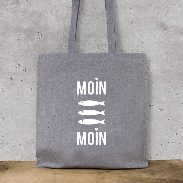 Bomullspåse "Moin Moin Fische" av återvunnen bomull för wholesale av Bow & Hummingbird