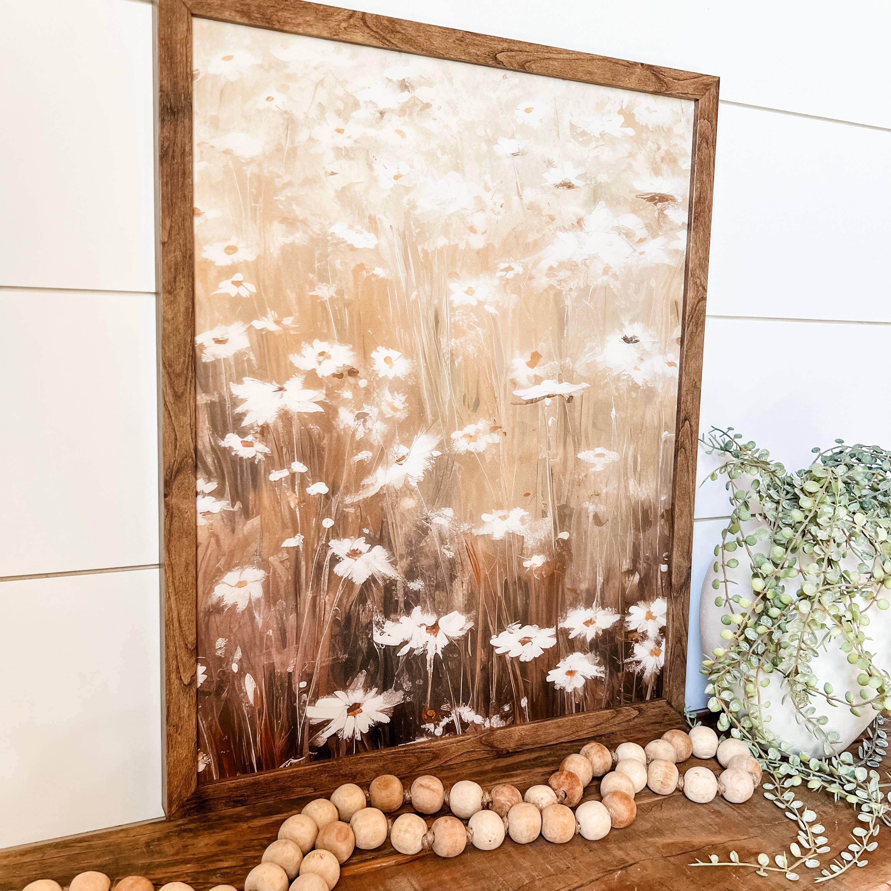WillowBee Signs & Designs - Vente Pancarte - Panneau en bois imprimé de marguerites blanches1
