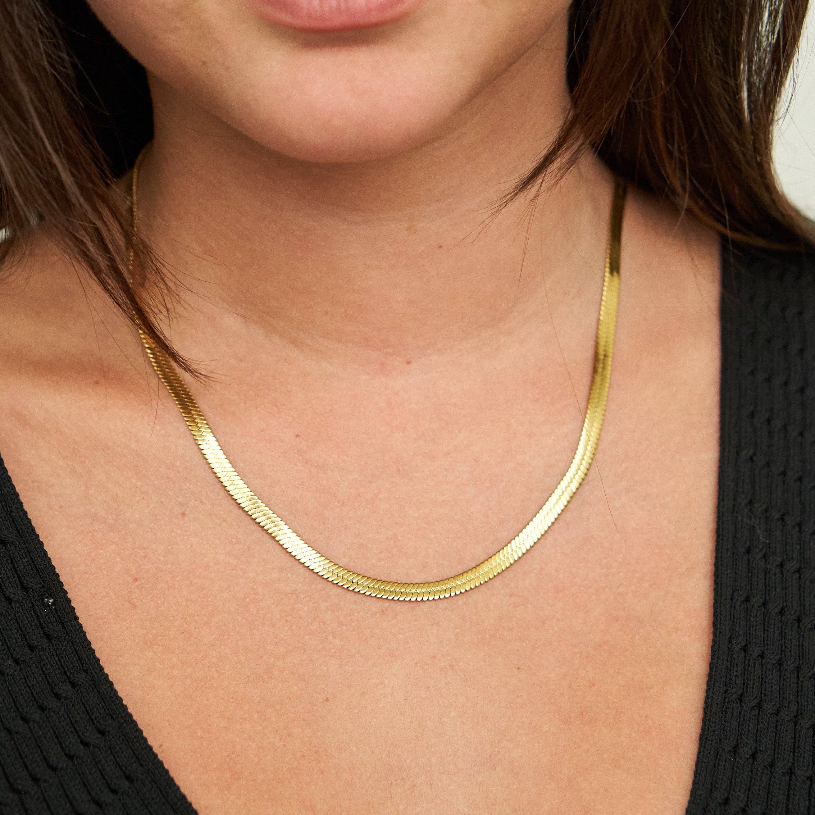 Brenda Grands Jewelry - Wholesale Link & Chain Necklace - Waterproof Gold Herringbone Necklace1