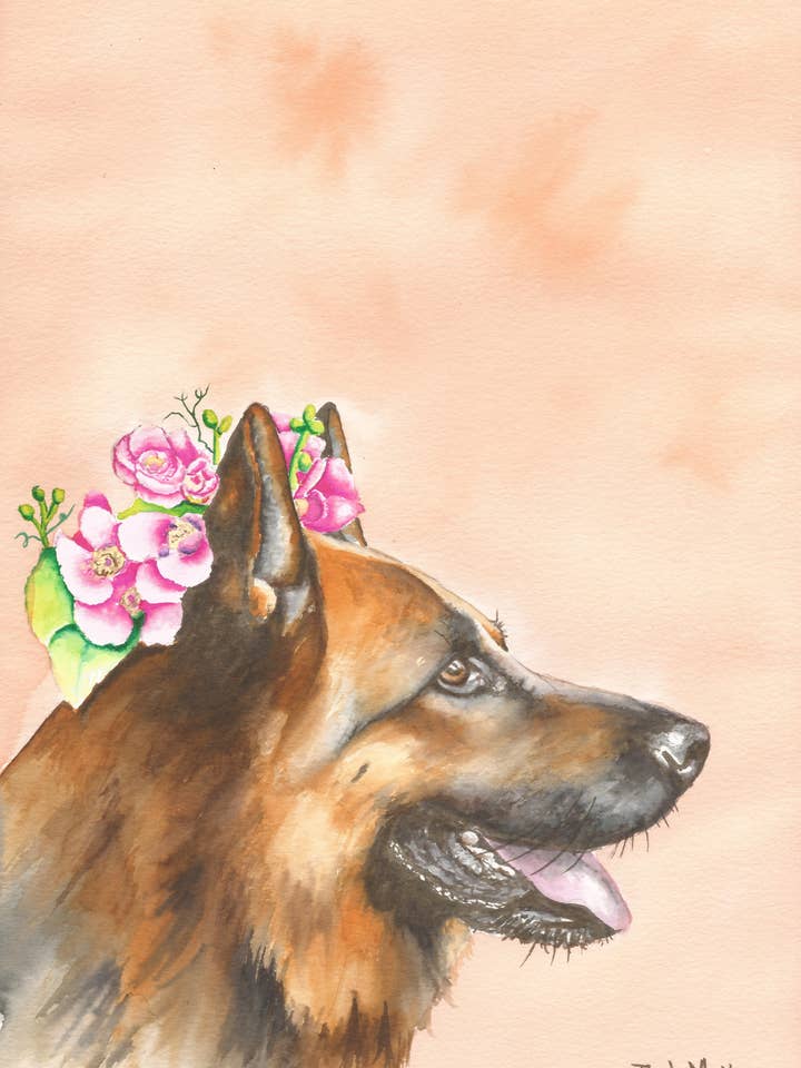 German Shepherd Dog Flowers for wholesale by Laughing Corgi Press