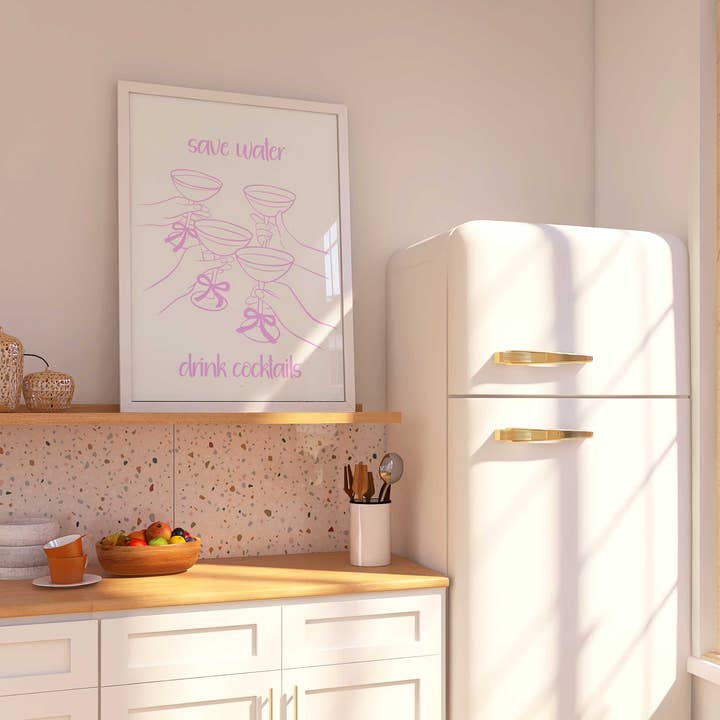 D'LUXE PRINTS - Wholesale Poster - Save Water Drink Cocktails Print | 5 Colours5