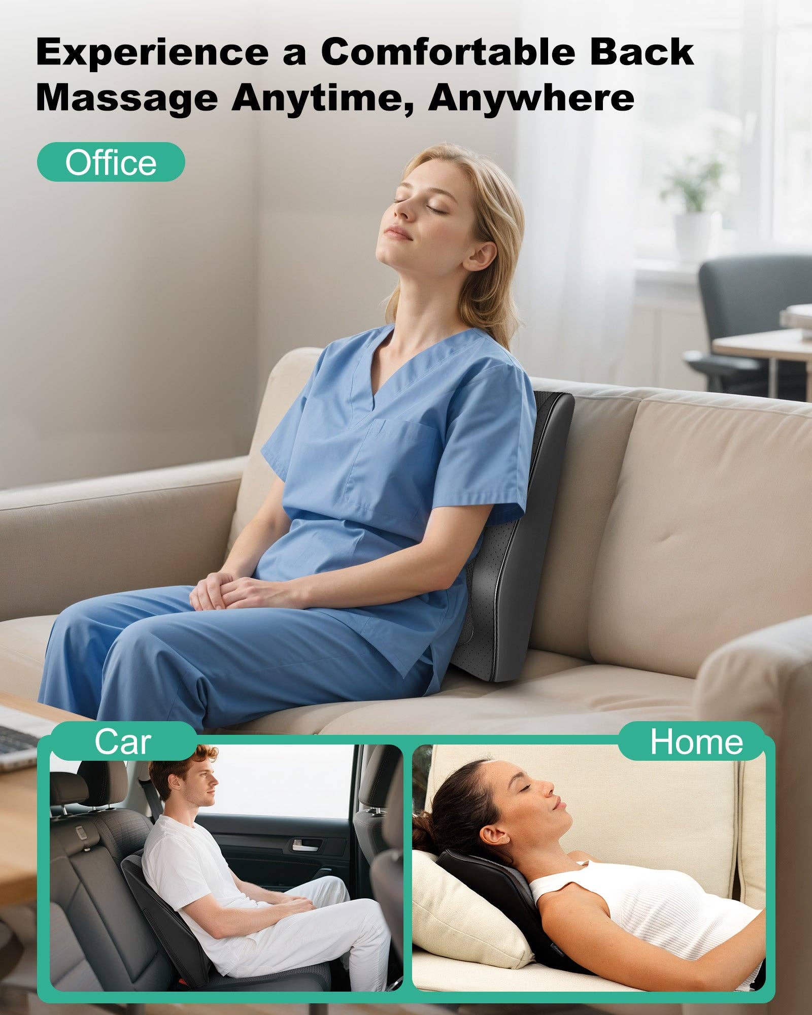 SNAILAX - Wholesale Body Massager - Shiatsu Neck Massager with Heat & Vibration, Back Neck Shoulder Massager for Pain Relief Deep Tissue, 4D Kneading Back Massage Pillow, Rechargeable Portable Massage3