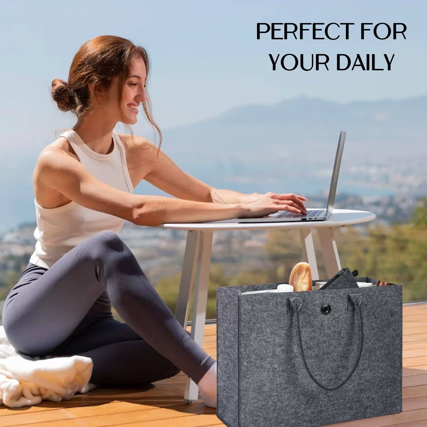 wandf – wholesale Livsmedels-/Shoppingväska – ECOHUB tålig återanvändbar kasse i återvunnet filttyg39