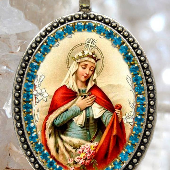 MariaSantissimaShop - Wholesale Pendant/Charm Necklace - Saint Elizabeth of Hungary Necklace Catholic Christian Religious Jewelry Medal Pendant Saint Elizabeth of Thuringia1