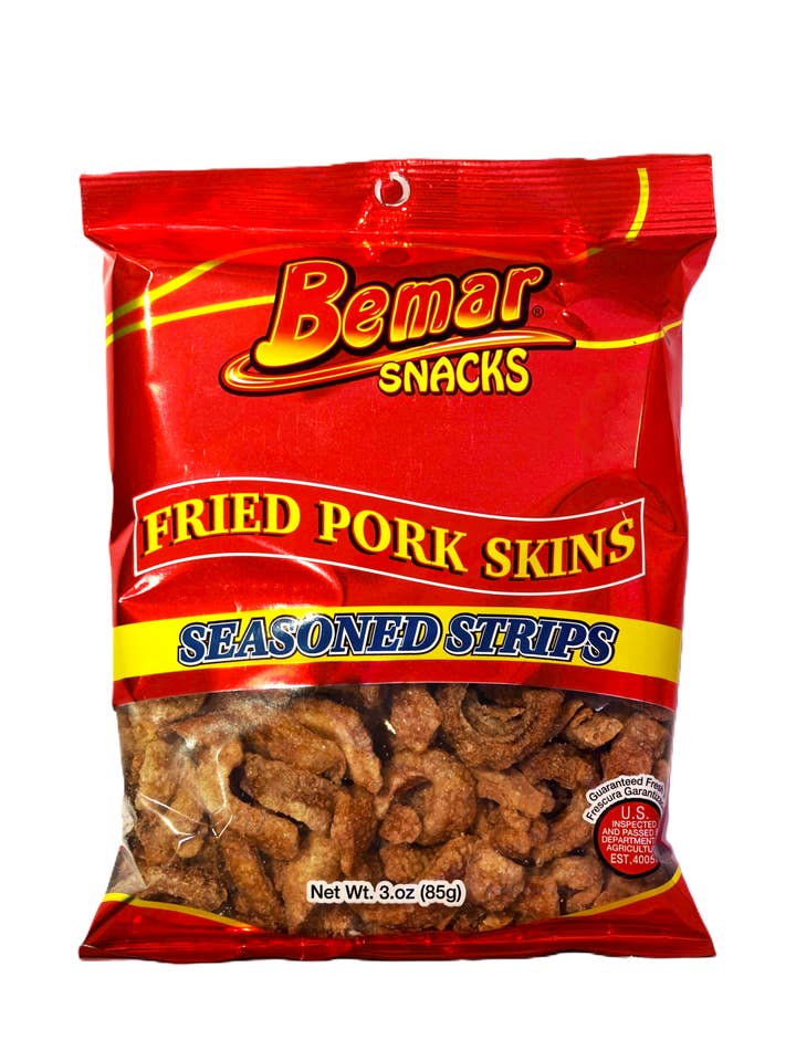 Bemar Peaux de Porc Frites – Lanières Assaisonnées | Chicharrones Croquants – 3 oz pour la vente par Fiesta Snacks