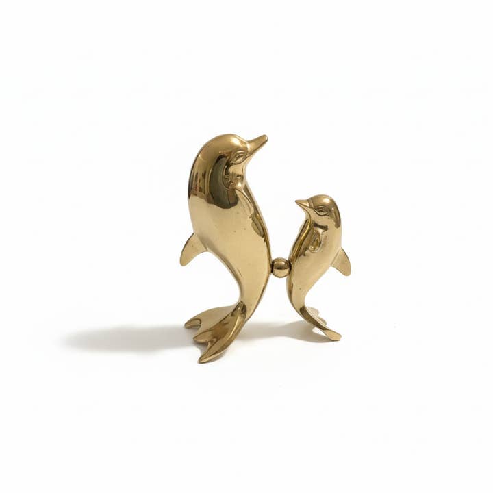 15 cm koperen dolfijn met babydolfijn voor wholesale door FOREIGN BAZAAR