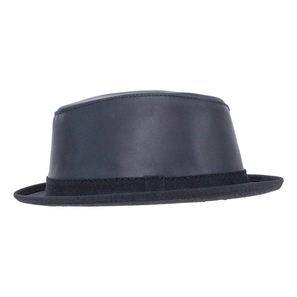 American Hat Makers - Wholesale Fedora - Unisex - Trilby Genuine Leather Fedora Hat - Style Soho3